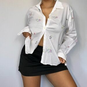 Liz Claiborne White Oversized Button Down Shirt